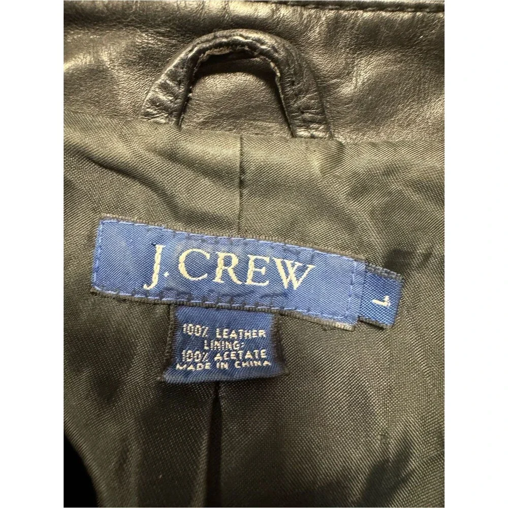 JCREW 100% Leather Black Button Front Jacket Size Large